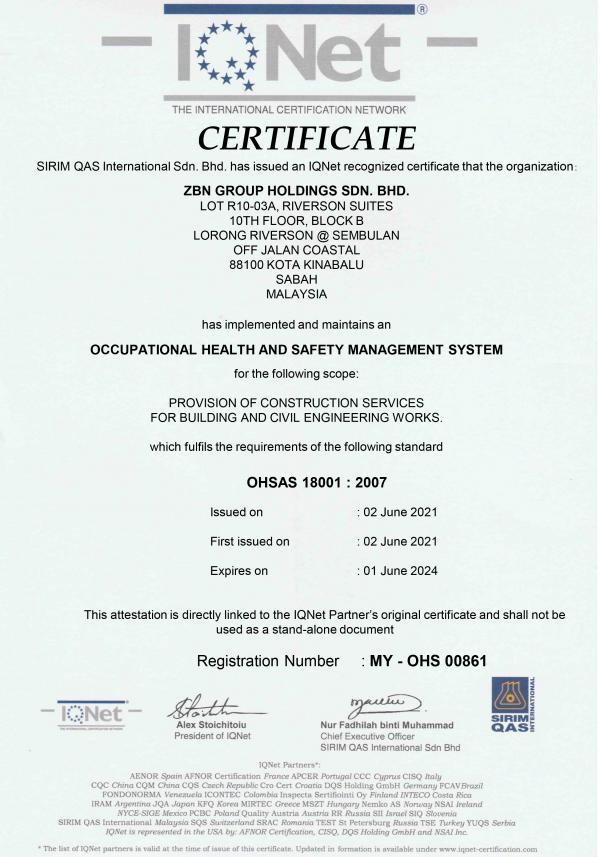 ISO 45001 : 2018 – OCCUPATIONAL HEALTH AND SAFETY MANAGEMENT SYSTEM -  IQNET (THE INTERNATIONAL CERTIFICATION NETWORK)